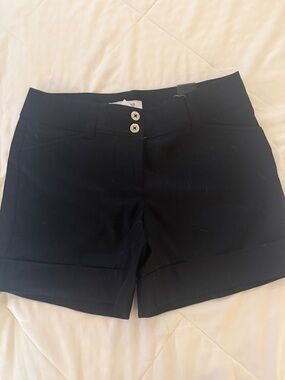White House Black Market Black Stretch Cuffed Bermuda Shorts